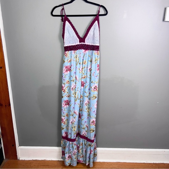 Miss June dress size small maxi crochet halter floral cottagecore beach boho - Picture 11 of 15